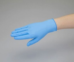 ニトリル使いきり手袋 粉つき モデルローブ 青 L