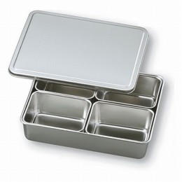 ステンレスバット蓋付き(仲子入)4ツ入角