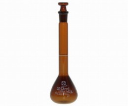 メスフラスコ　茶　20mL　カスタムA　JCSS校正付