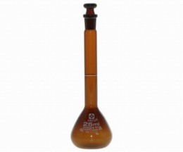 メスフラスコ　茶　25mL　カスタムA　JCSS校正付