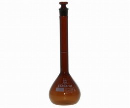 メスフラスコ　茶　100mL　カスタムA　JCSS校正付