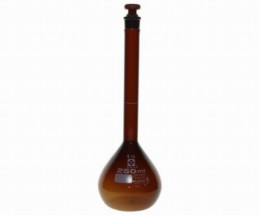 メスフラスコ　茶　250mL　カスタムA　JCSS校正付