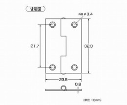 角蝶番　角蝶番　32mm　ゴールド