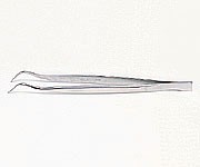 ステンレス製ピンセット　歯科曲160mm