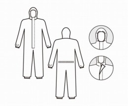 タイベックフード付つなぎ服　M