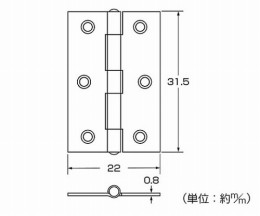 72622　ステンレス蝶番　32mm