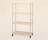 ポールシェルフ1500mm4段キャスター