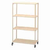 ポールシェルフ900mm4段キャスター付